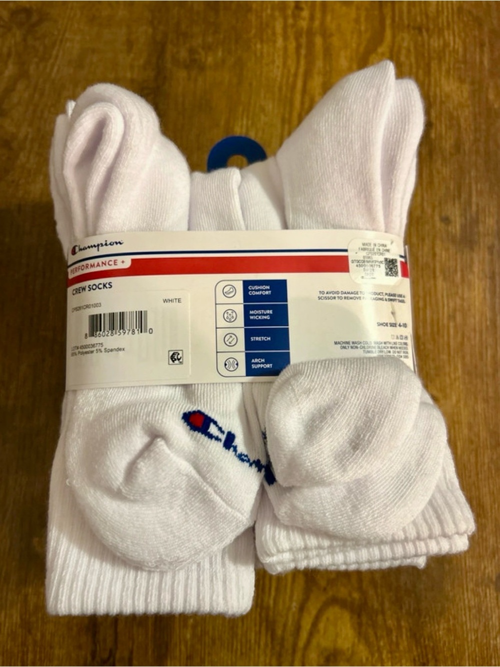 Kids Champion White Cushion Crew Socks - 10 Pack - Picture 2 of 3